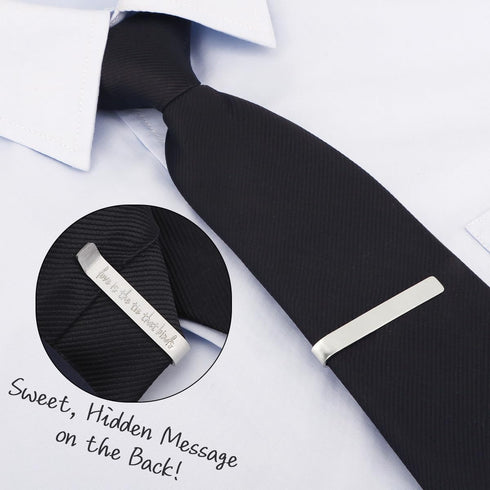kilofly Men's Hidden Message "love is the tie that binds" Tie Bar 2 Inch Silver...