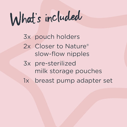 Tommee Tippee Breast Milk Starter Set, Compatible With All Leading Breast Pumps, Includes Breast-Like Nipples, 3x Milk Pouch Bottle Holders, 3x Pr...