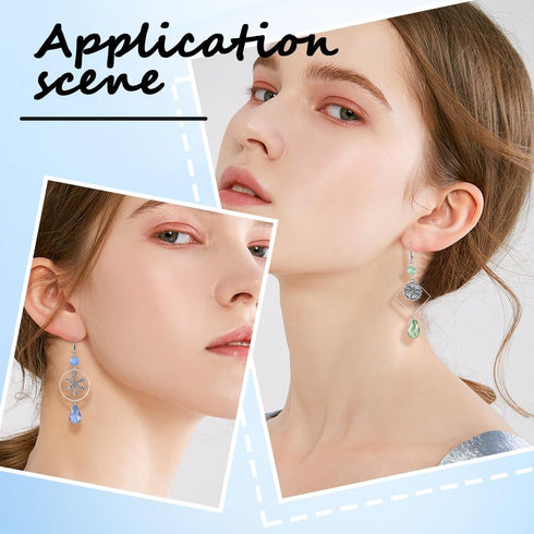1 Box 120Pcs 4 Styles Silver Beading Earring Hoop Beaded Earring Making Hoops Linking Ring Teardrop Square Triangle Earring Components Findings fo...