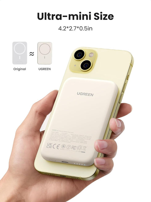 UGREEN Magnetic Power Bank, Slim 5,000mAh Wireless Portable Charger, PD Fast Charging Battery Pack with USB-C for Magsafe, iPhone 15/15 Plus/15 Pr...