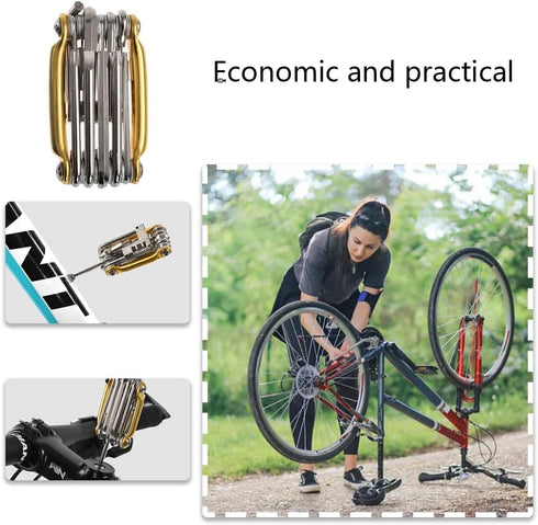 Bike Multitool 11-in-1 Bike Mechanic Repair bike Tool Kit Handheld Folding Cycling Emergency Repair Tools Set for Travel Emergency Maintenance Fix...
