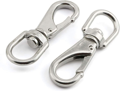2-Pack M5 Swivel Eye Snap Hook 304 Stainless Steel Boat Marine Pet Chains Keychains Lanyard Hook Multi-Use Spring Snap Hook Clasp Hardware Accesso...