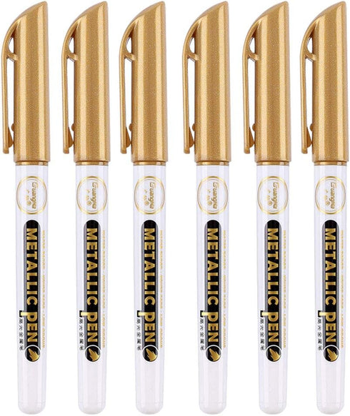 6Pc Gold Silver Epoxy Resin Drawing Pen Gold Leafing Point Pen Marker Acrylic Paint Highlights Metallic Permanent Marker Silicone Molds epoxy resi...