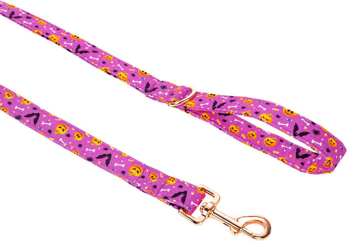 Halloween Dog Leash,Durable Handmade Dog leashes with Soft Handle?Manual Dog Leashes Matching Purple Bat Pumpkin Dog collars for Small Medium Larg...