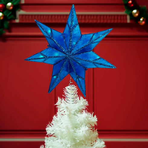 Kurt S. Adler Kurt Adler 10-Light 7-Point Capiz Star Treetop, Blue, White...