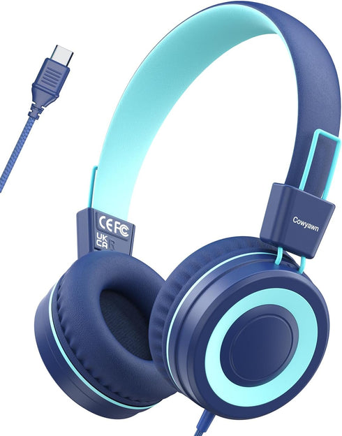 Kids Headphones, Upgrade USB Type C Kids Headphones for School, 94dB Volume Limit Wired On-Ear Headset for Kids/Toddlers/Children/Teens/Boys/Girls...