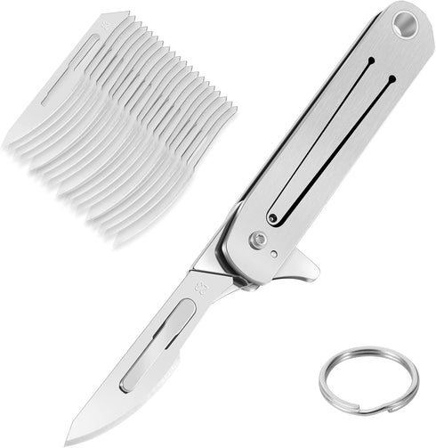 Folding Scalpel Knife, Keychain Pocket Knife for Men EDC Pocket Utility Knife with 20pcs #23 Replaceable Blades...