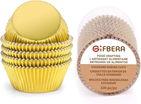 Gifbera Gold Foil Muffin Cupcake Liners/Baking Cups Standard Size, 100-Count...