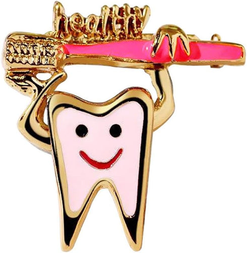 Cute Sweet Teeth Tooth Brooch Pins Enamel Health Logo Toothbrush Pin Dentist Badge Brooches...