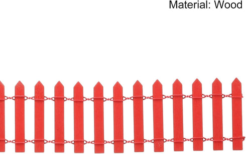 MECCANIXITY Miniature Garden Fence, 35 Inch Long Wood Ornament Wooden Decorative Picket Fence for DIY Crafts Project, Red Pack of 4...