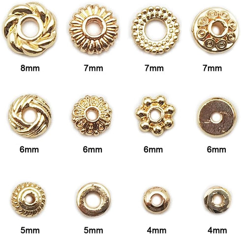 INSPIRELLE 120pcs Spacer Beads Gold Plated Long-Lasting Heishi and Rondelle Bead for Jewelry Bracelet Necklace Making...