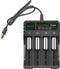 ABUNRO 4-Slot 18650 Battery Charger, Universal 4 Bay Charger for 18650 14500 18500 16350 Li-ion Rechargeable Batteries (No Battery)...