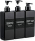 Segbeauty Shampoo and Conditioner Dispenser Refillable, 3pcs 16.9oz Shower Bottles Soap Dispenser with Labels, 500ml Empty Plastic Square Pump Bot...