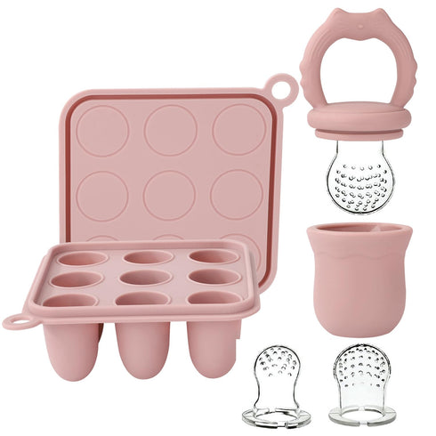 Socub Silicone Baby Fruit Food Feeder & Baby Food Freezer Tray Set, milk Popsicle Molds for Baby Teething Relief, Baby Food Pacifier Feeder for In...