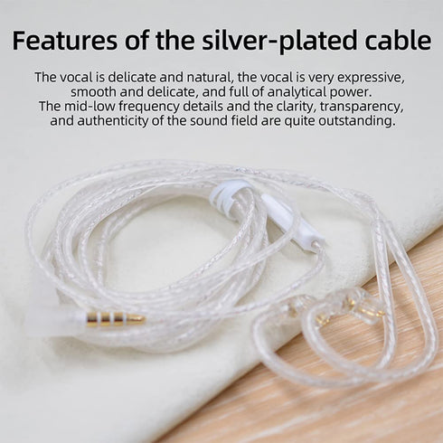 FAAEAL KZ ZST Earphone Upgraded Cable 0.75mm 2Pin Silver Plated Detachable Cable 3.5mm Gold-Plated Replacement Headsets Wire for KZ ZSR ED12 ES4 Z...