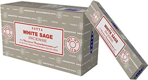 Satya Nag Champa White Sage Incense sticks-12packs x 15grams by Satya (White Sage)...