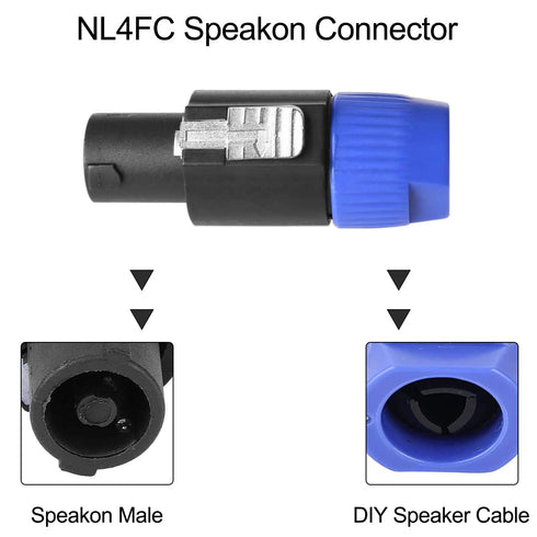 for Speakon Connector NL4FC Speaker Audio Cable Adapter, 4 Pole Male Plug DIY Wire Screw Twist Lock Head for Neutrik for Speakon NL4FC NL4FX NLT4X...