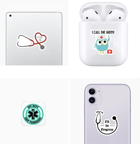 100PCS Doctor Stickers, Medical Equipment Stickers Aesthetic Decals Vinyl Waterproof Doctor Appreciation Gifts Stickers for Water Bottle Laptop Lu...