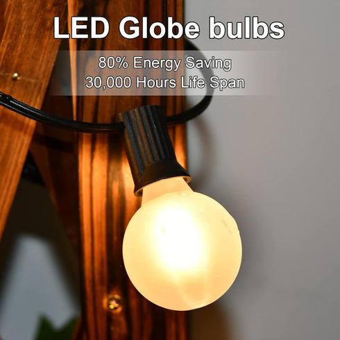 G40 Led Frosted White Replacement Light Bulbs, E12 Led Candelabra Globe Light Bulbs, 1.5 Inch Frosted String Lights Bulbs for Indoor Outdoor, 0.6 ...