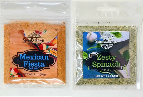 Spice Exchange Dip Mix 7 Flavor Variety Pack - Green Onion - Cheesy Smoky Bacon - Jalapeno Spinach - Garlic & Chive - Zesty Spinach - Mexican Fies...