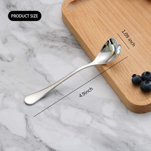 Demitasse Spoon, Mini Coffee Spoon, Small Dessert Spoons, 4.9-Inch 18/10 Stainless Steel Heart Shaped Spoon Set of 6, Cute Stirring Spoon for Tea,...