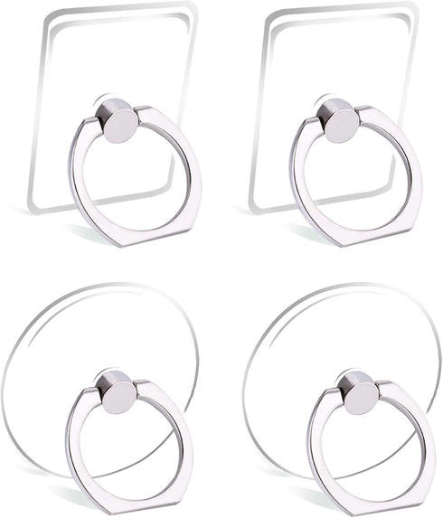 Cell Phone Ring Holder Stand Transparent Finger Grip Loop 360 Degree Rotation Finger Ring Stand (4 X Silver)...