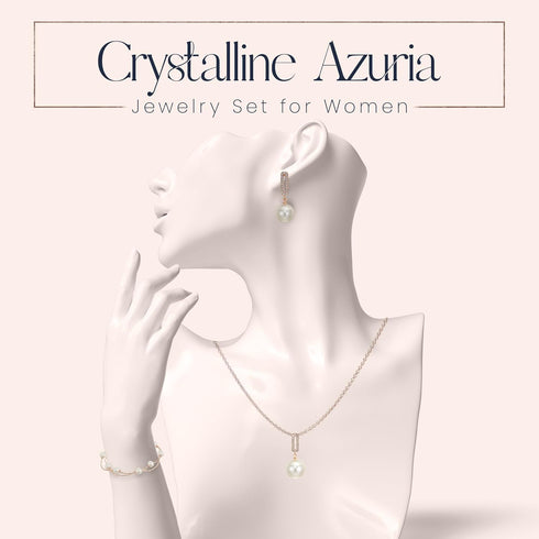 Crystalline Azuria Jewelry Simulated White Pearls Necklace Earrings Bracelet for Women Wedding Party Bridal and Bridesmaid Accessories Rose Gold P...
