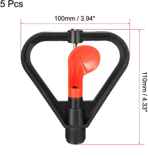 uxcell Butterfly Rotating Sprinkler, 1/2BSPF Thread Plastic Micro Atomizing Nozzle for Garden Irrigation, 5 Pcs (Red)...