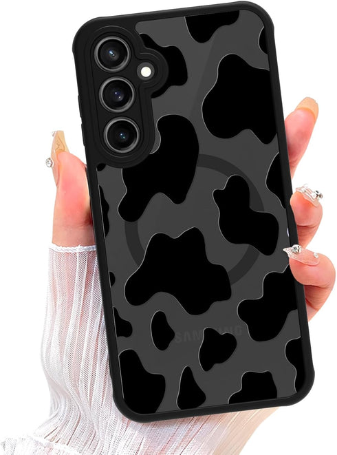 ZIYE Magnetic Case for Galaxy A15 Cow Pattern Phone Case with Camera Protection,Silicone TPU Phone Protective Cover Cow Print Design Cases Compati...
