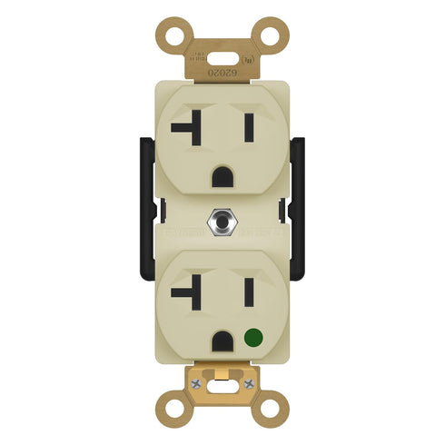ENERLITES Hospital Grade Outlet, Industrial Grade Duplex Receptacle, Heavy-Duty Straight Blade Devices, 20A 125VAC, 5-20R, 62020-I, Ivory...