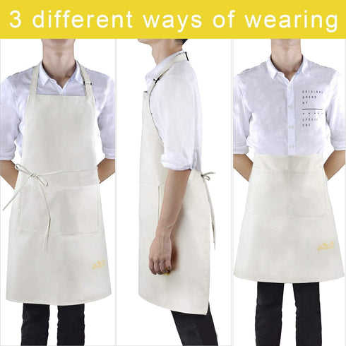 Viedouce 2 Packs Aprons Cooking Kitchen Waterproof,Adjustable Chef Apron with 2 Pockets for Home,Restaurant,Craft,Garden,BBQ,School,Coffee House,A...