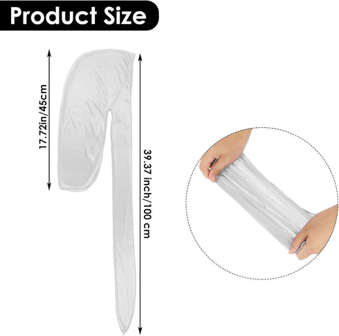 Silk Durag Long Tail Durag Breathable Pirate Headwraps Cap for 360 Waves Soft Bandana Turban Hat Hair Loss Chemo Cap...