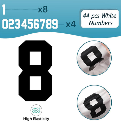 Tenare 44 Pieces 8 Inch Iron on Numbers for Jersey T-Shirt Heat Transfer 0 to 9 Numbers Heat Press Stickers for Team Uniform Sports Basketball Foo...