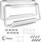 2 Pcs 4 Holes Stainless Steel License Plate Frame?Car License Plate Holder Bracket with Mount Hardware ?Screw? Caps Cover Set Car Accessories...