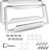 2 Pcs 4 Holes Stainless Steel License Plate Frame?Car License Plate Holder Bracket with Mount Hardware ?Screw? Caps Cover Set Car Accessories...