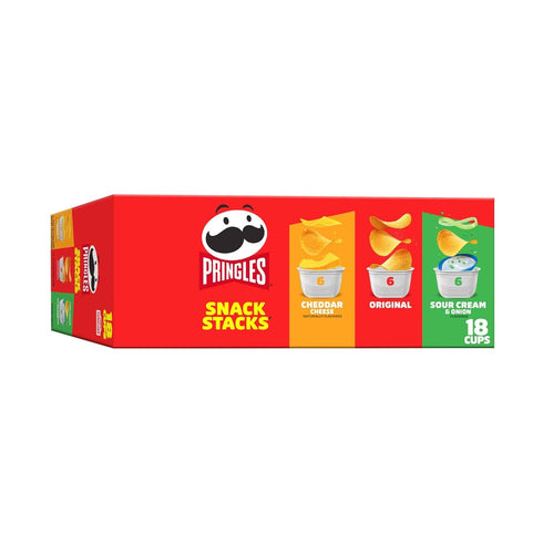 Pringles Potato Crisps Chips, Lunch Snacks, On-the-Go Snacks, Snack Stacks, Variety Pack, 12.9oz Box (18 Cups)...