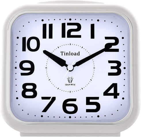 5.5" Large Analog Alarm Clock Silent Non Ticking, Gentle Wake, Beep Sounds, Increasing Volume, Battery Operated Snooze and Manual Light, Easy Set,...