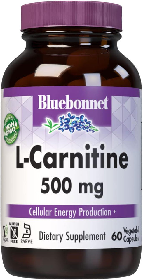 BlueBonnet L-Carnitine 500 mg Vitamin Capsules, White, 60 Count...