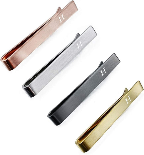 HAWSON 2 inch Tie Clips for Men-Skinny Tie Bar Personalized Letter Tie Clip Set for Wedding Anniversary Business and Best Gift for Him...