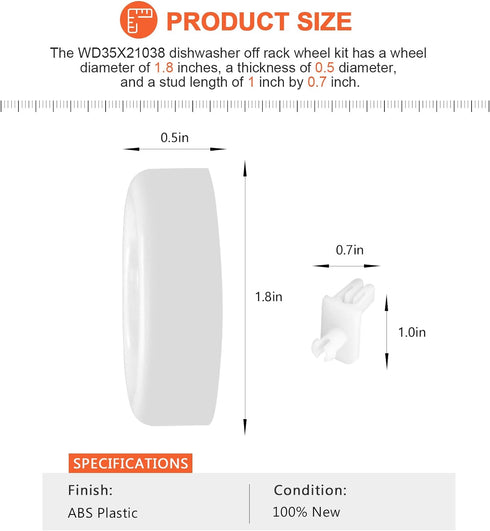 2023 Upgraded WD35X21038 Dishwasher Lower Rack Wheel Kit by Beaquicy - Replacement for G-E Ken-more May-tag Hot-point Dishwasher - Replaces WD12X10074 WD12X10076 WD12X0272 WD12X0427 - Pack of 8