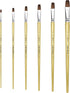 XDT#166B Bright Artist Paint Brush 6 Piece Set, Red Sable Flat Paint Brushes for Watercolor, Acrylic, Oil and Canvas Painting...