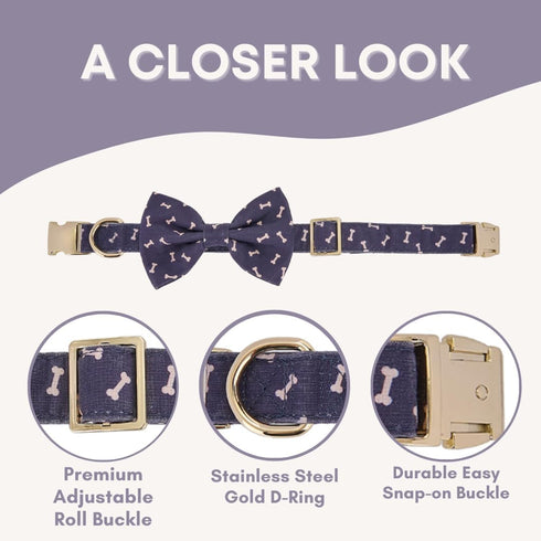Adjustable Pet Bow Tie and Dog Collar for Small Medium Large Dogs, Puppy Collar with Bowtie, Cute Bow and Dog Collars - Comfortable, Soft, and Dur...