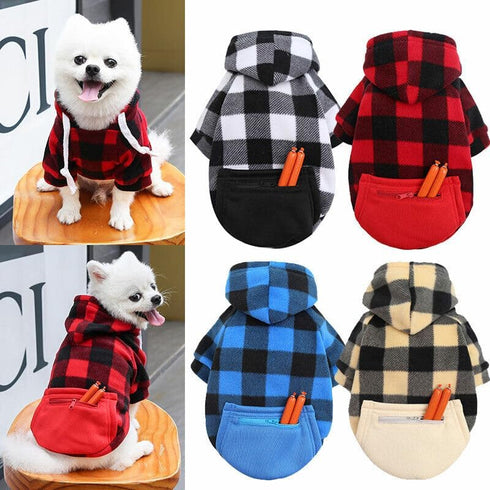 Big Dog Winter Coat Pet Plaid Hoodie Jacket Reversible Vest Cold Weather Dog Cat Clothes Pet Apparel for Medium Large Dogs Labrador Clothing (XX-L...