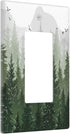 Rustic Green Forest 1 Gang Single Rocker Light Switch Cover Pine Tree Foggy Mountain Landscape Decorative Wall Plate Electrical Switchplate Recept...