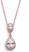 Mariell Rose Gold Cubic Zirconia Crystal Teardrop Bridal Wedding Pendant Necklace, Jewelry for Brides...
