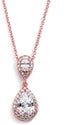 Mariell Rose Gold Cubic Zirconia Crystal Teardrop Bridal Wedding Pendant Necklace, Jewelry for Brides...