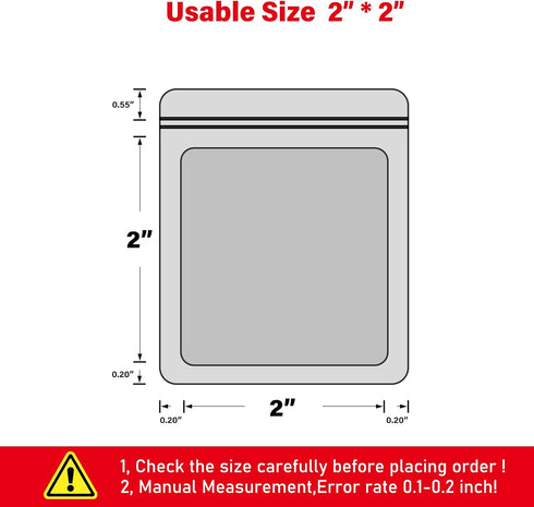 100-pack 2×2 inch mylar bags with clear window holographic resealable sealable packaging zip bag for small bussiness jewelry candy sample food pac...