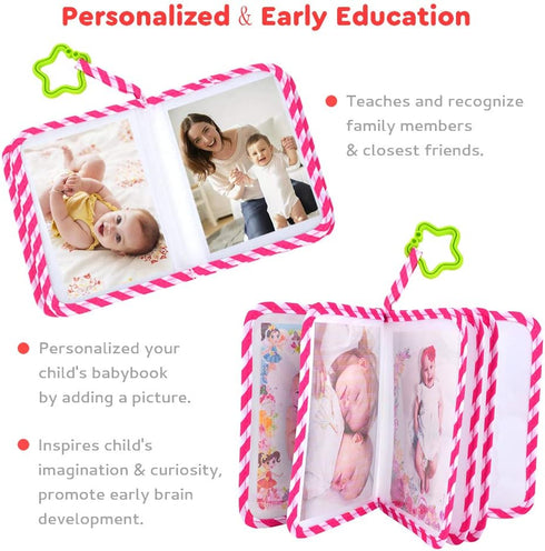 Baby Photo Album Soft Cloth Photo Book First Year Memory Album Shower Gift for Babies Newborns Toddlers & Kids,Holds 4x6 Inch Photos. (Pink)...