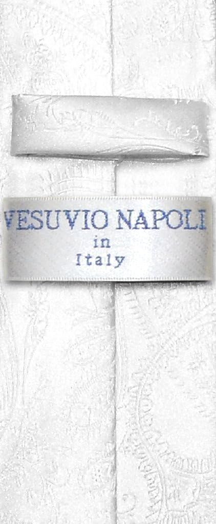Vesuvio Napoli Narrow NeckTie Solid WHITE Paisley 2.5" Skinny Men's Neck Tie...