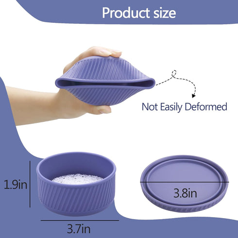 Silicone Round Travel Soap Case, Leak Proof Shampoo Bar Holder, Travel Soap Container with Soap Saver, Slip-Resistant Shampoo Bar Holder for Showe...